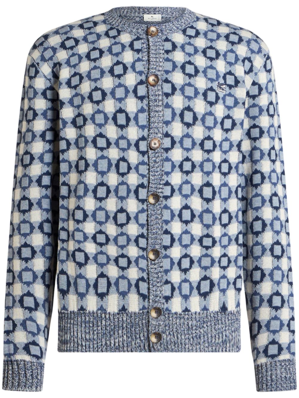 patterned-jacquard cardigan