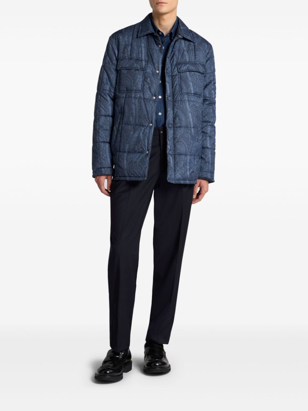 ETRO quilted printed shirt jacket - Blauw