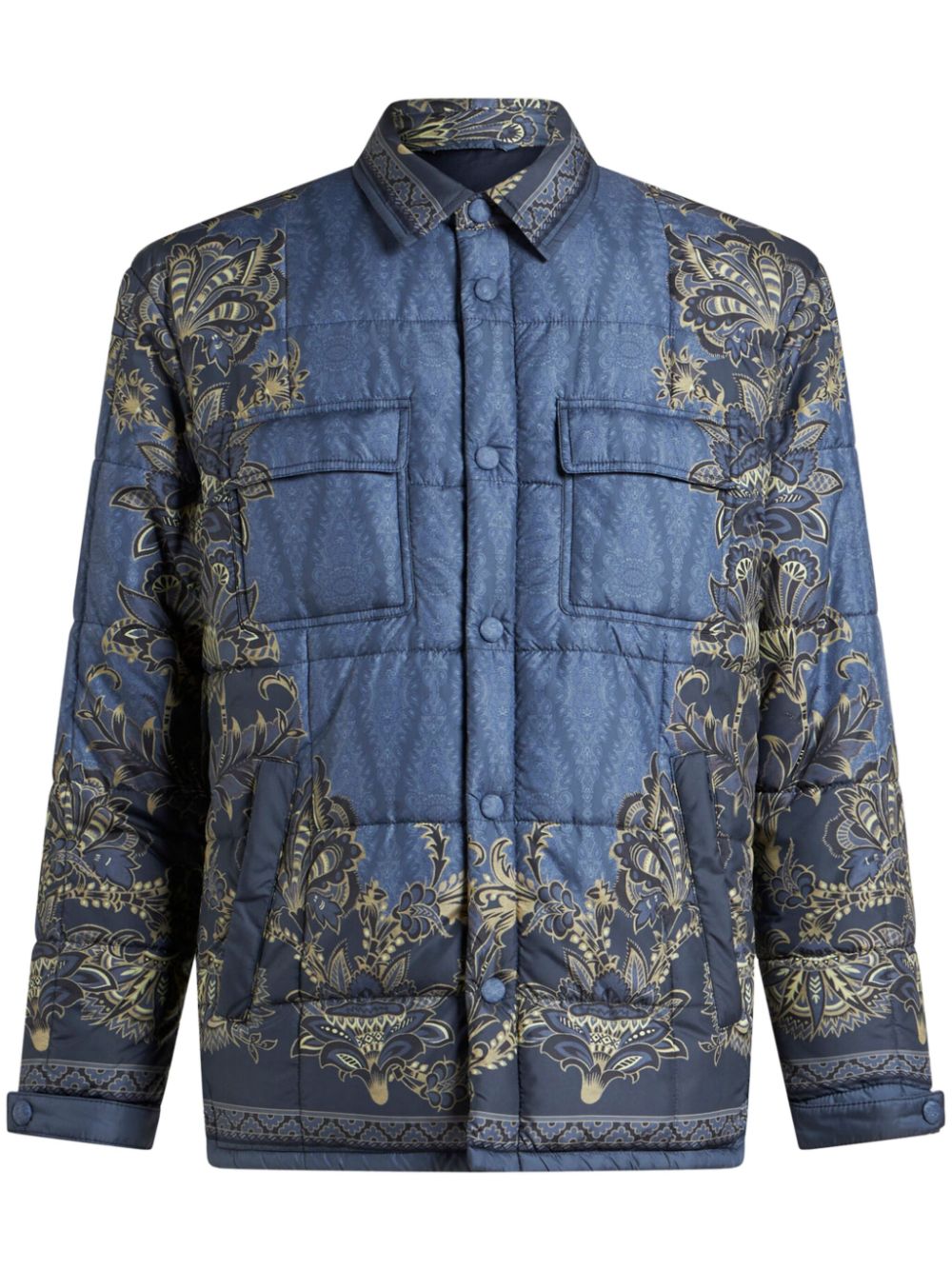 quilted printed shirt jacket