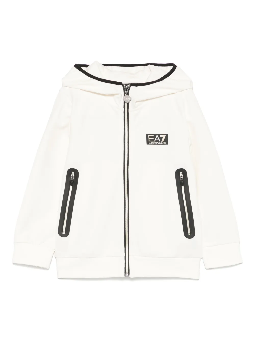 Emporio Ar i Kids Hoodie met logo-applicatie Beige