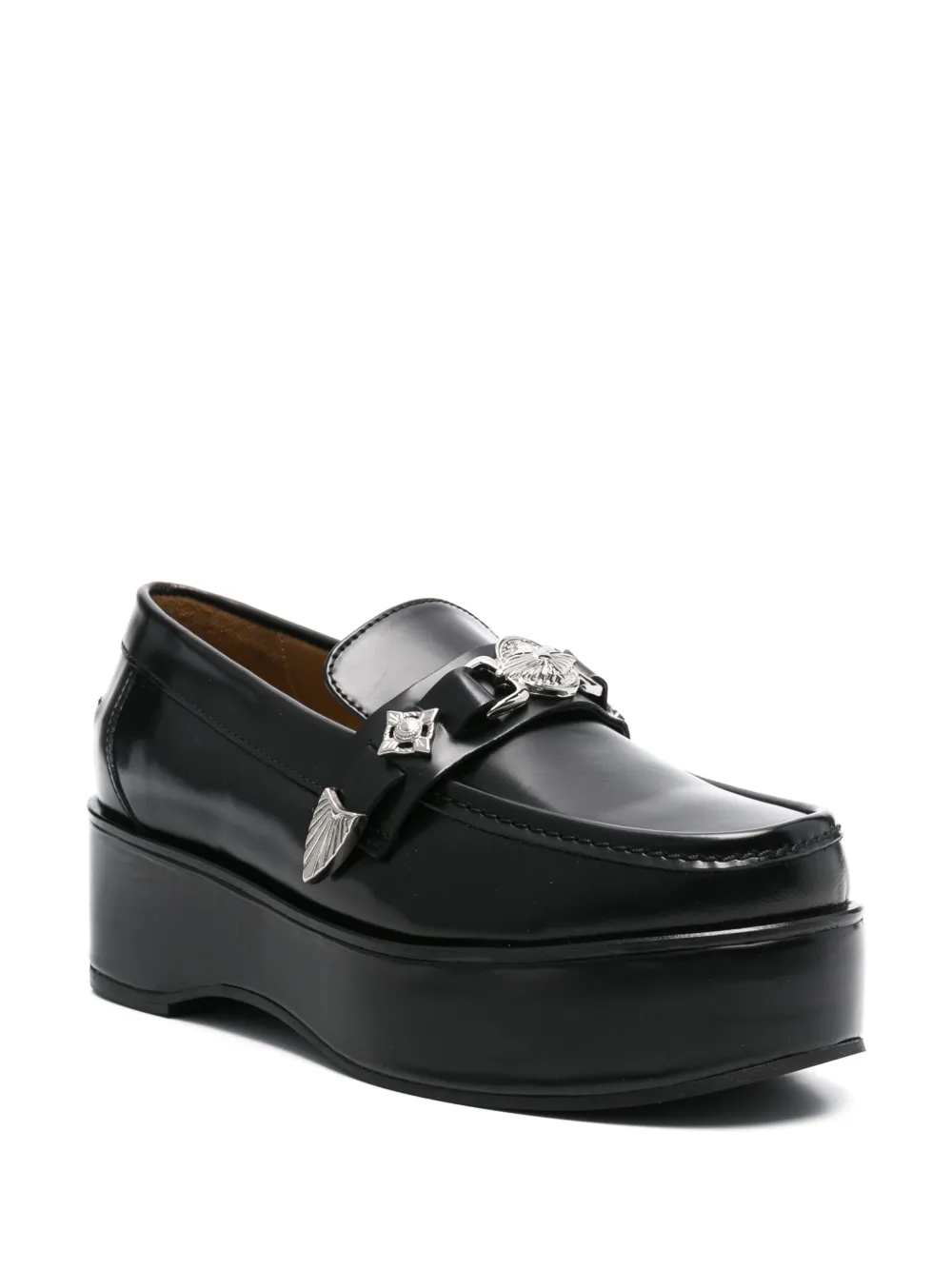 Toga Pulla Loafers met plakkaat - Zwart