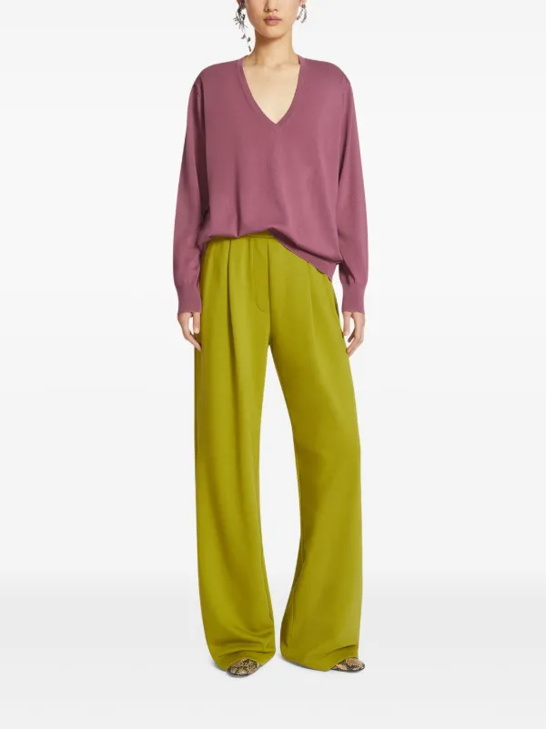 【DRIES VAN NOTEN】Crepe straight pants ストレートパンツ DRIES VAN NOTEN straight-leg Trousers | Green | FARFETCH