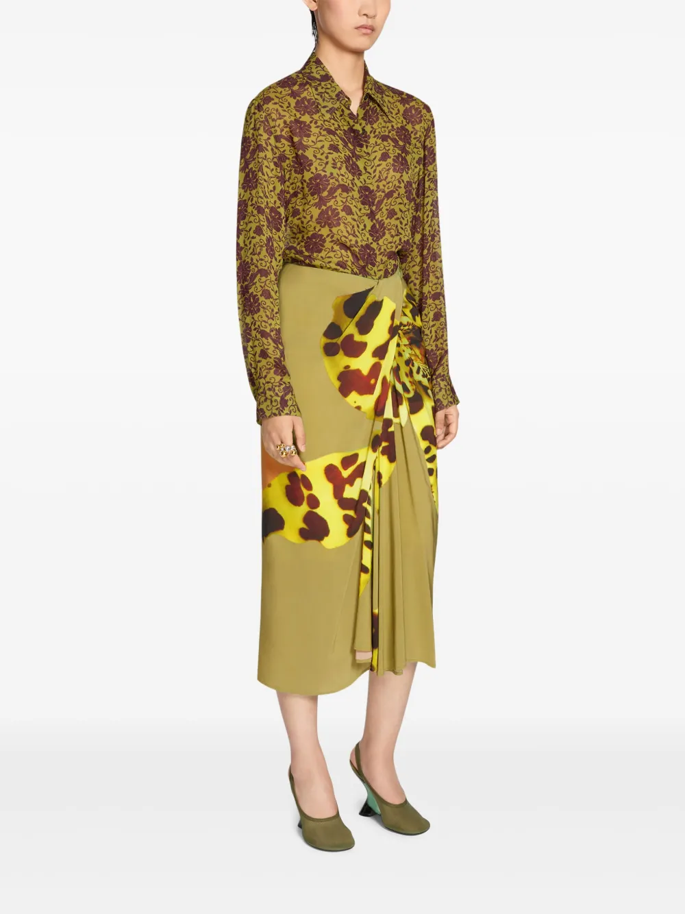DRIES VAN NOTEN Gedrapeerde rok Beige