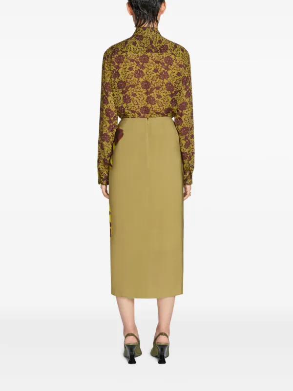 【DRIES VAN NOTEN】draped プリント velvet スカート DRIES VAN NOTEN Draped Skirt | Neutrals | FARFETCH