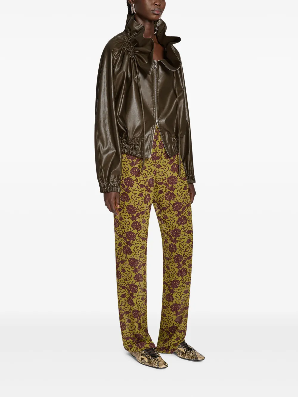Shop Dries Van Noten Satin Bomber Jacket In Brown