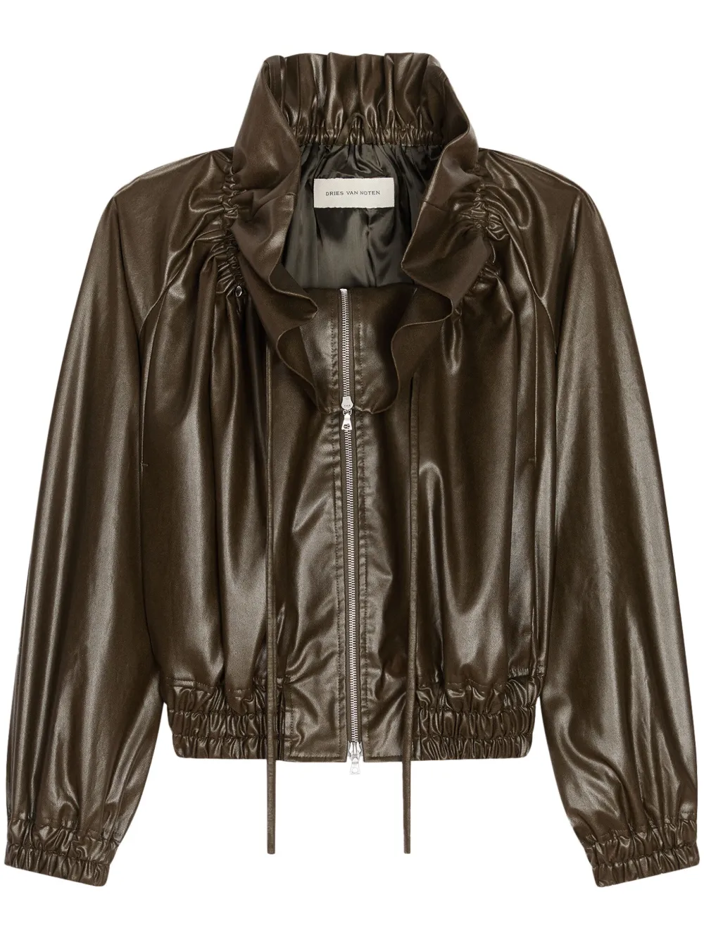 Shop Dries Van Noten Satin Bomber Jacket In Brown