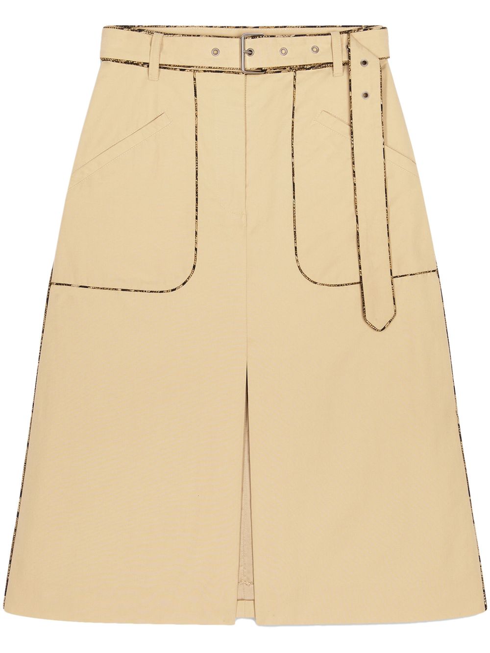 DRIES VAN NOTEN belted A-line skirt - Neutrals