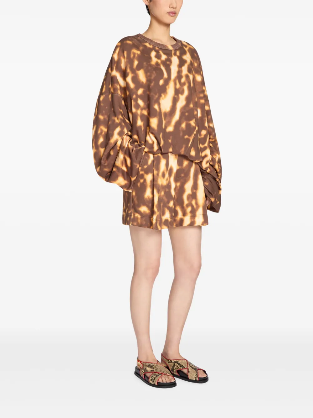 Shop Dries Van Noten Cotton Draped Sweatshirt In Brown