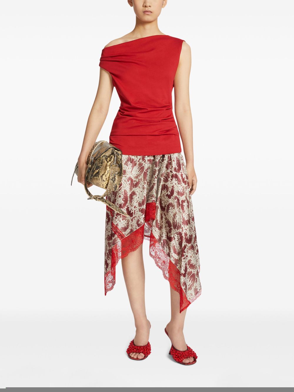 DRIES VAN NOTEN Off-shoulder top - Rood