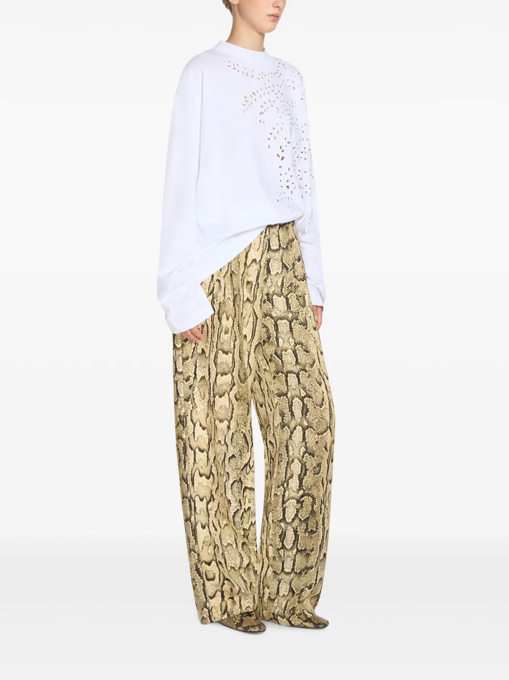 DRIES VAN NOTEN T-shirt met broderie anglaise Wit