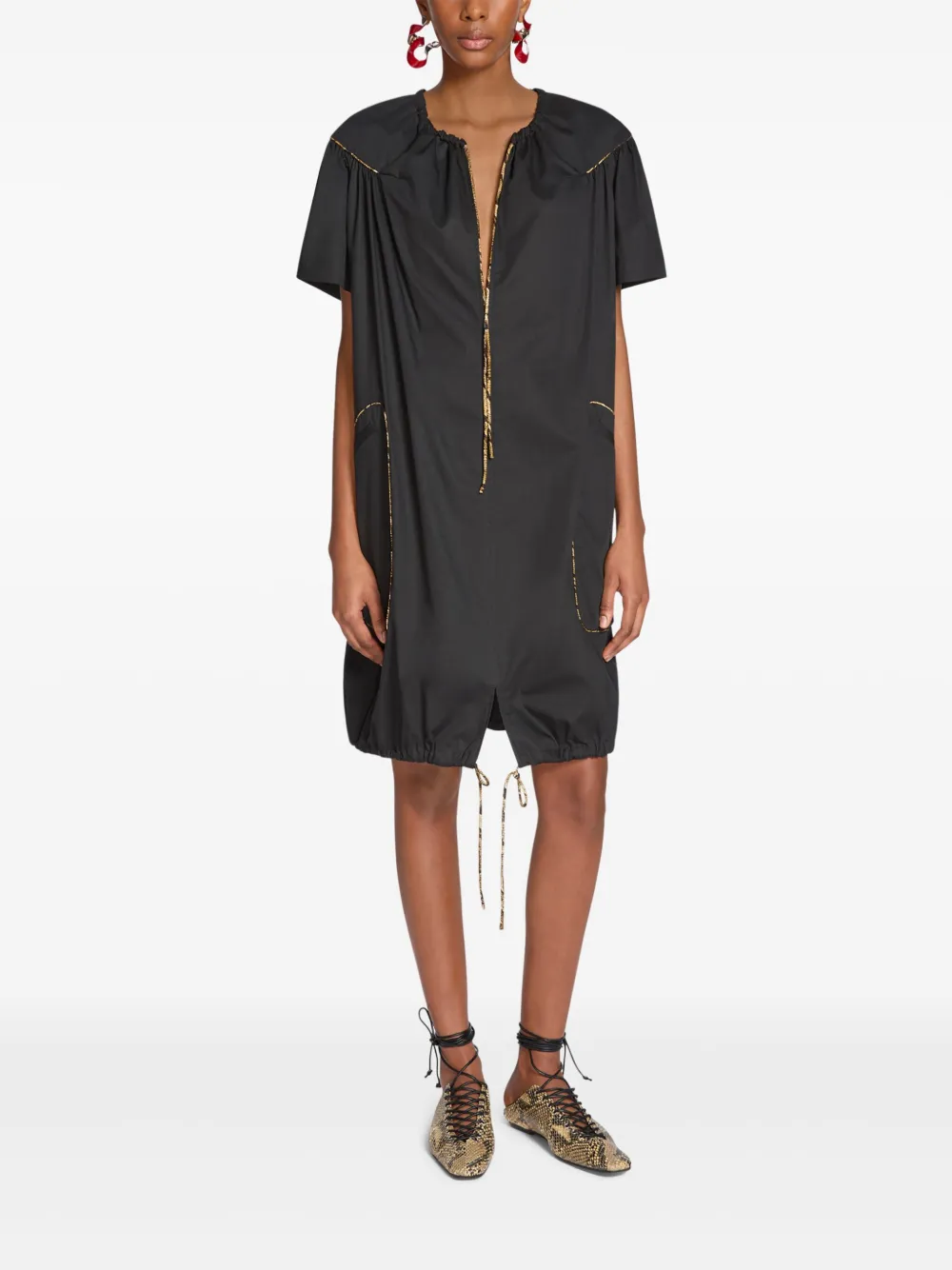 DRIES VAN NOTEN Katoenen mini-jurk - Zwart