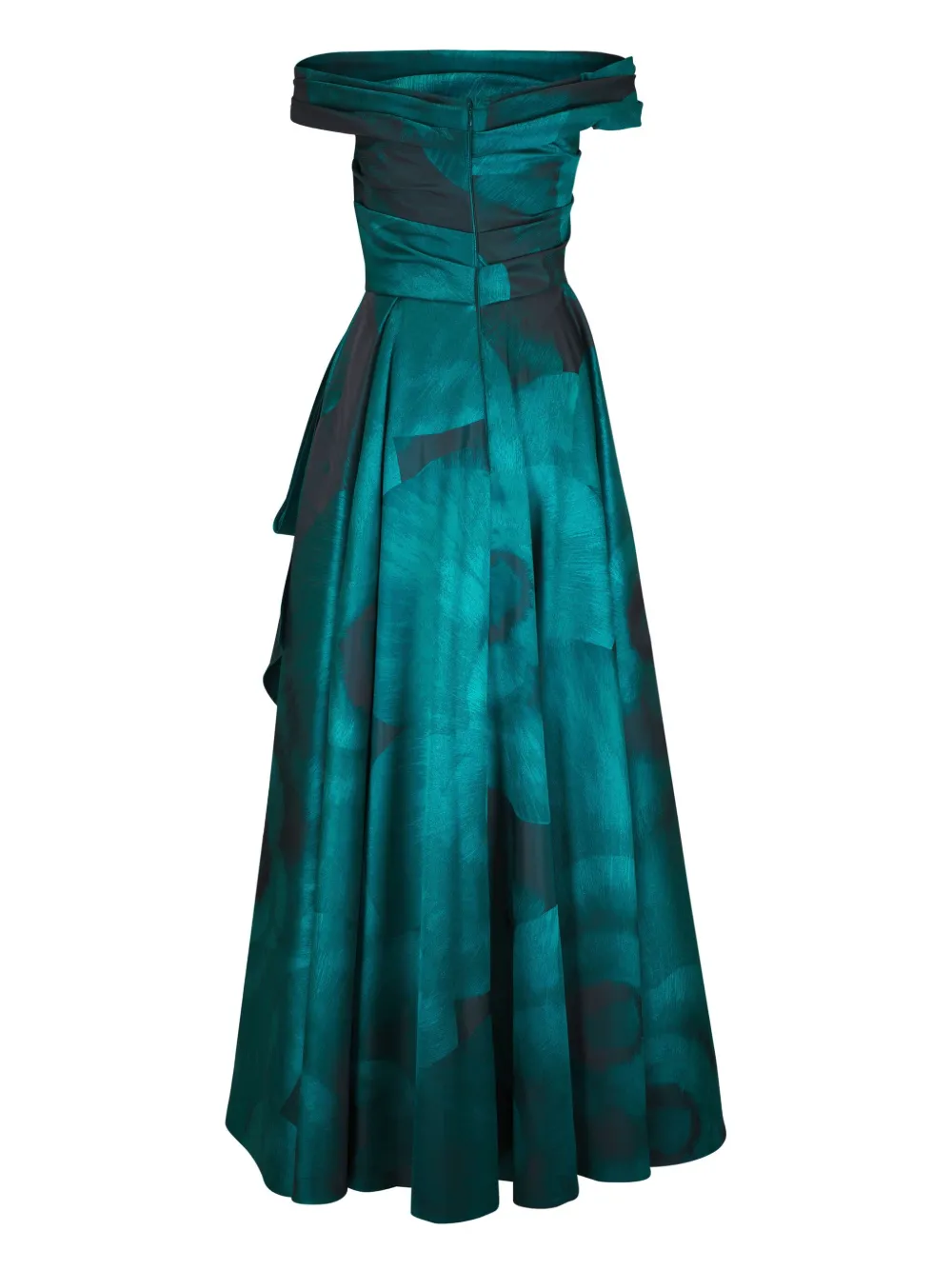 Talbot Runhof Lisianthus avondjurk met jacquard - Groen