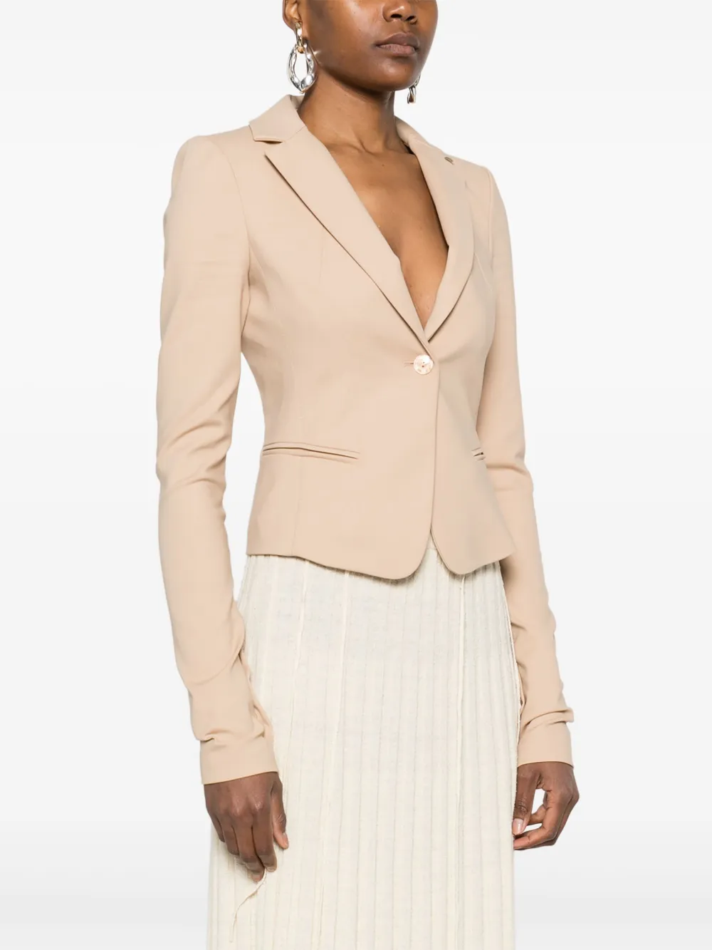 Patrizia Pepe Blazer met gekerfde revers Beige