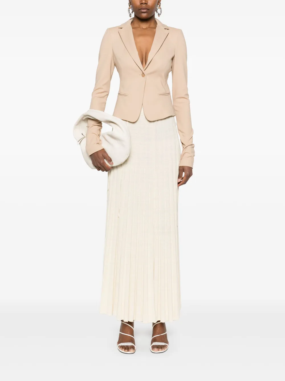 Patrizia Pepe Blazer met gekerfde revers Beige