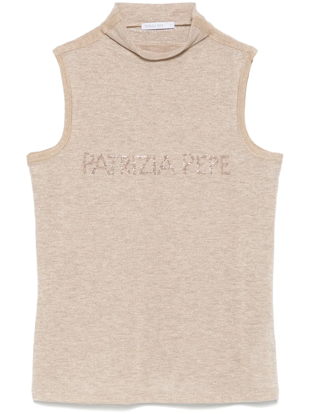 Shop Patrizia Pepe Crystal-logo Top In Neutrals
