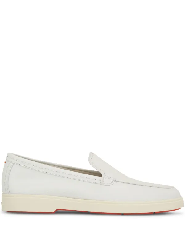 Santoni Leather Loafers in White