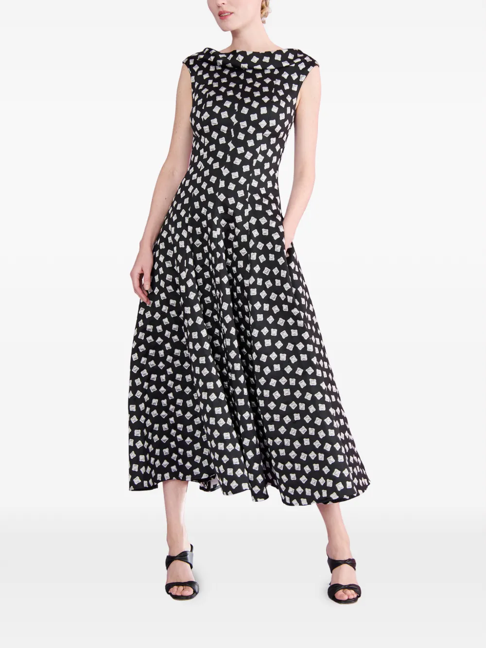 Talbot Runhof Jurk met geometrische print - Zwart