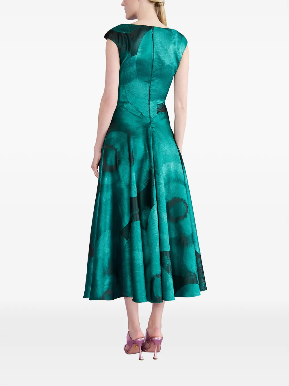 Talbot Runhof Jacquard Draped Dress In Green