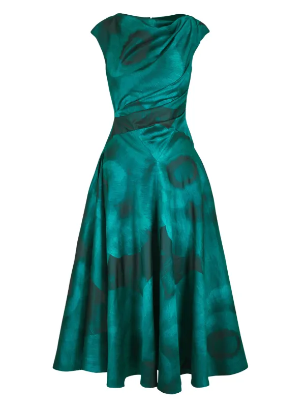 Talbot Runhof Jacquard Draped Dress | Green | FARFETCH Talbot Runhof Jacquard Draped Dress | Green | FARFETCH
