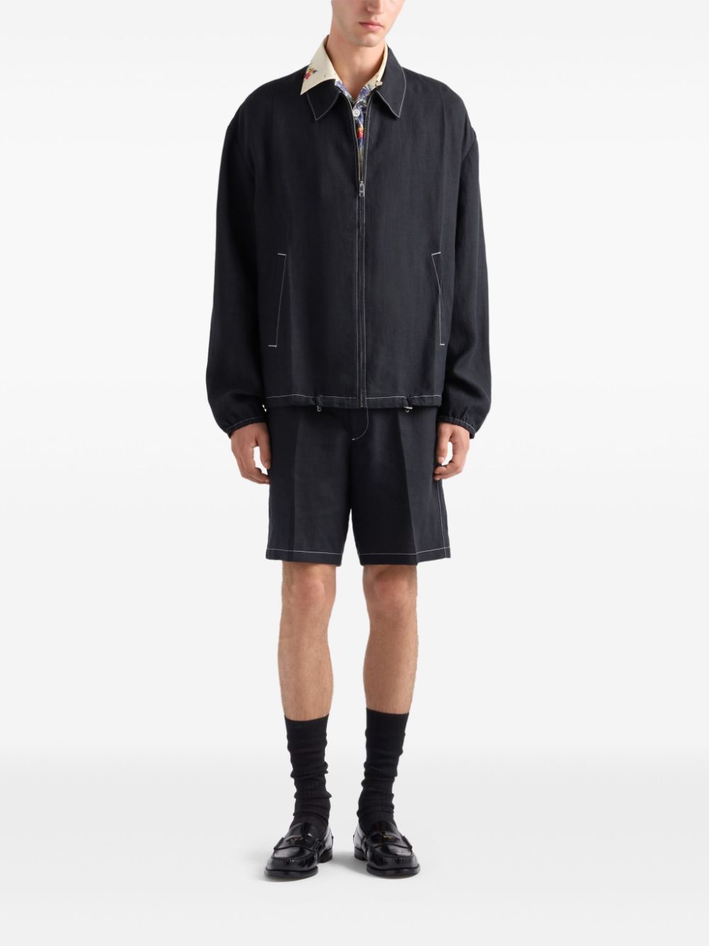 Prada Bermuda shorts met logopatch - Zwart