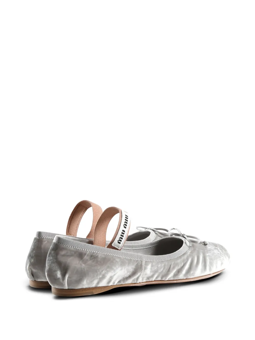 Miu logo-strap ballet flats Grey