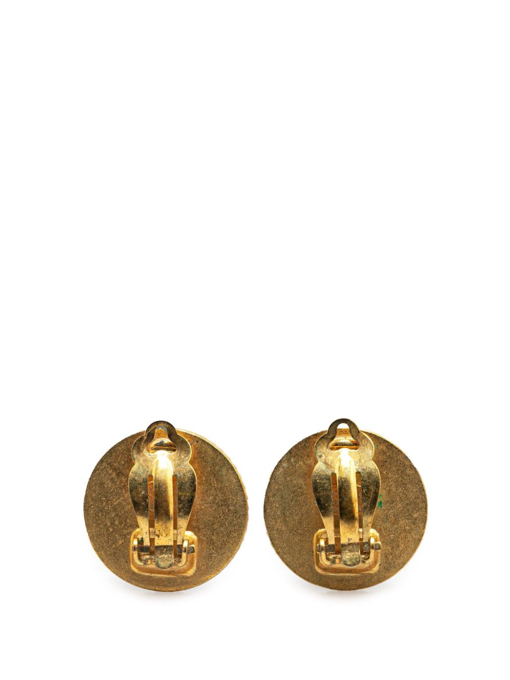 CHANEL Pre-Owned 1993 Gold Plated Acrylic CC Button Clip On costume earrings - Goud