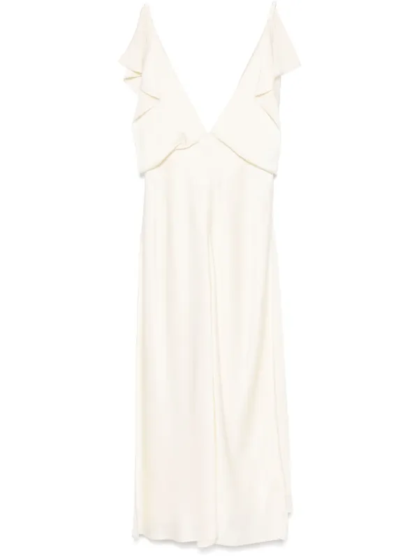 Jil Sander Satin Midi Dress in White