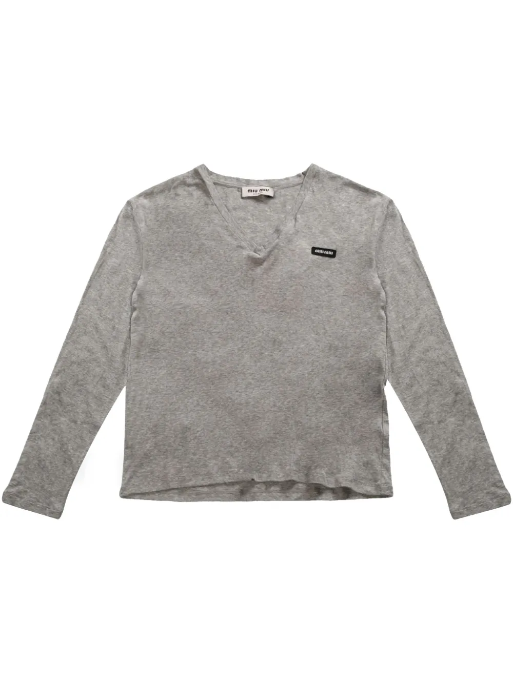 Miu Miu Logo-patch T-shirt In Grey