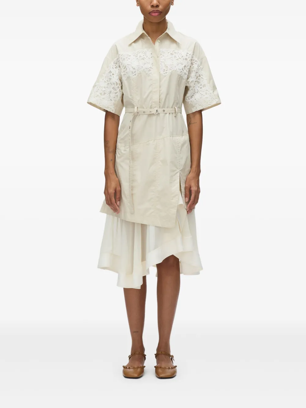 3.1 Phillip Lim Asymmetrische popeline jurk Wit
