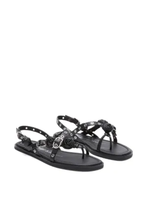 フィリップリムブラックレザー×ブルーメッシュサンダル35 3.1 PHILLIP LIM(スリーワンフィリップリム)ブラックレザー