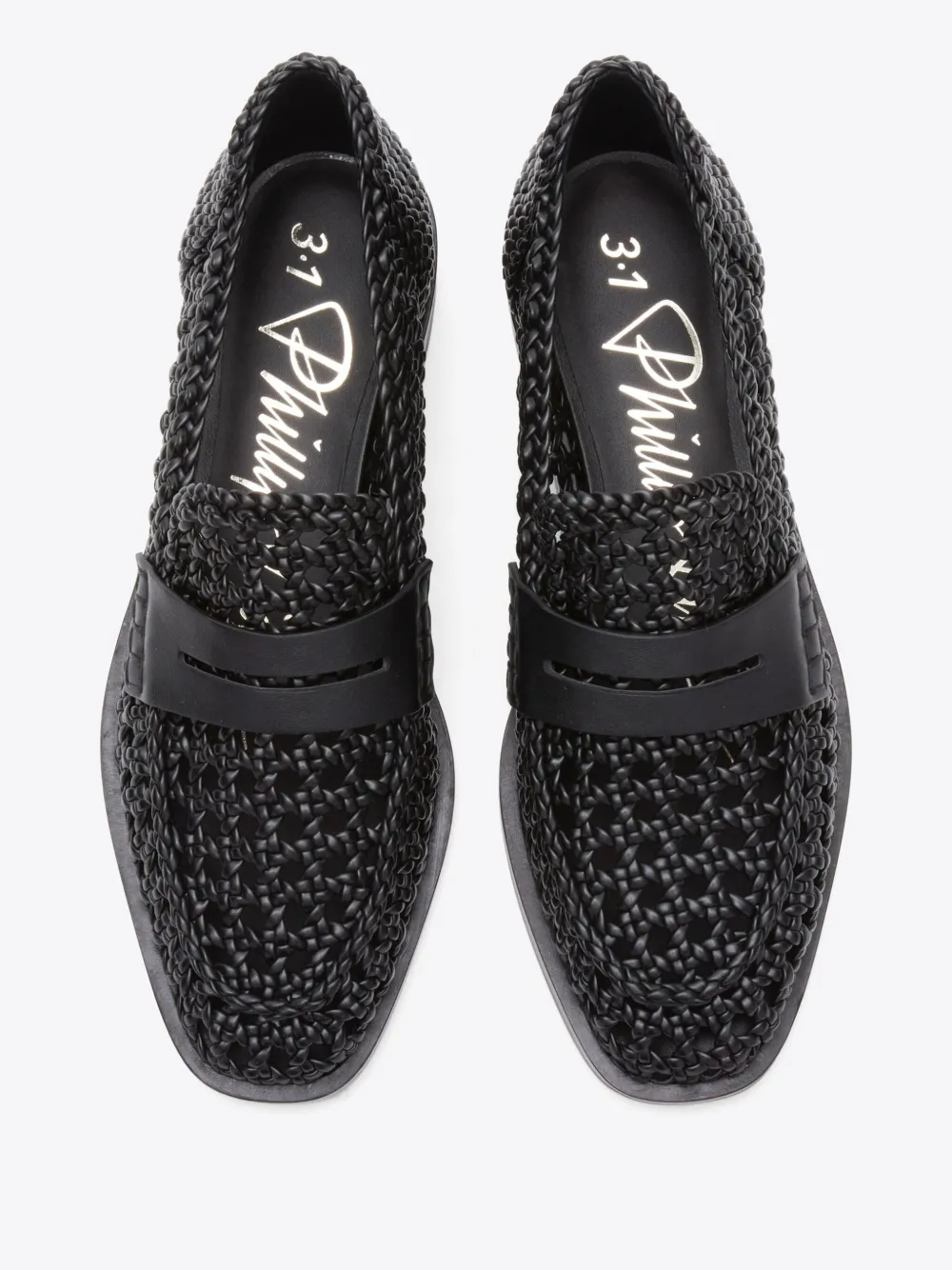 3.1 Phillip Lim Alexa Macrame Leather Loafers In Schwarz