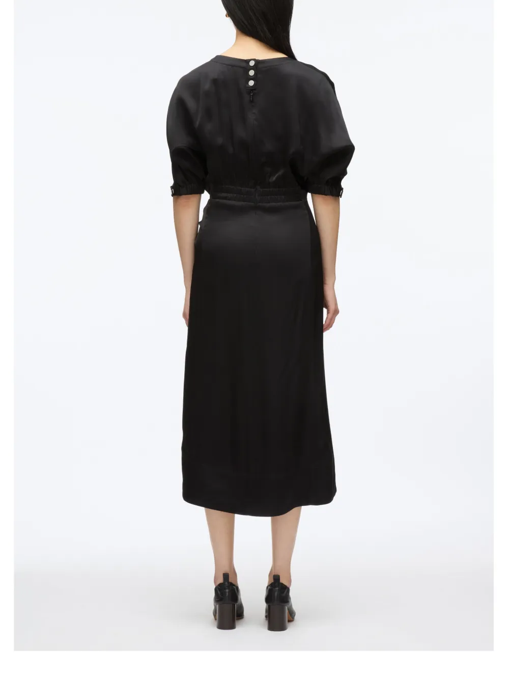 3.1 Phillip Lim Midi-jurk met gesmockte hals Zwart