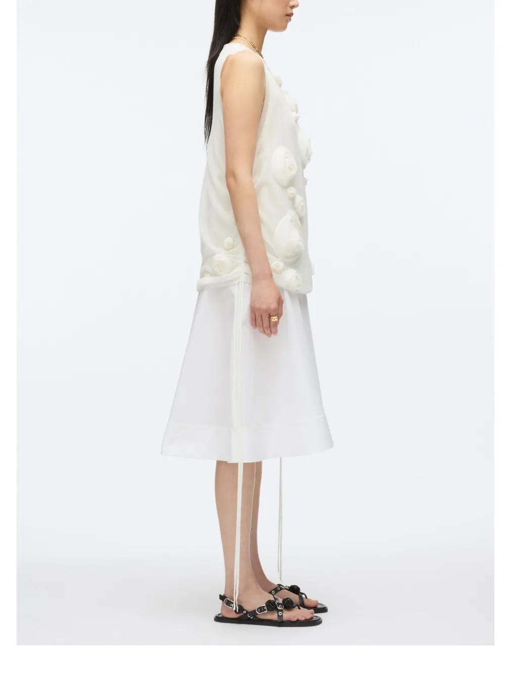 Shop 3.1 Phillip Lim Floral-appliqué Midi Dress In White