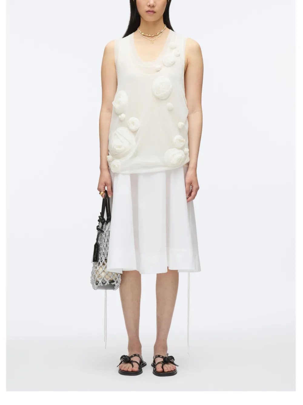 Shop 3.1 Phillip Lim Floral-appliqué Midi Dress In White