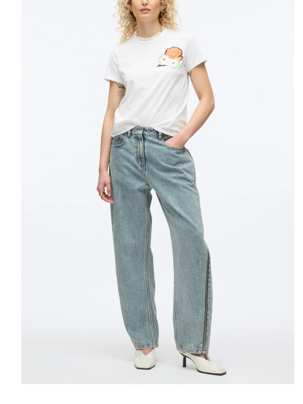 3.1 Phillip Lim Logo-embroidered T-shirt In White