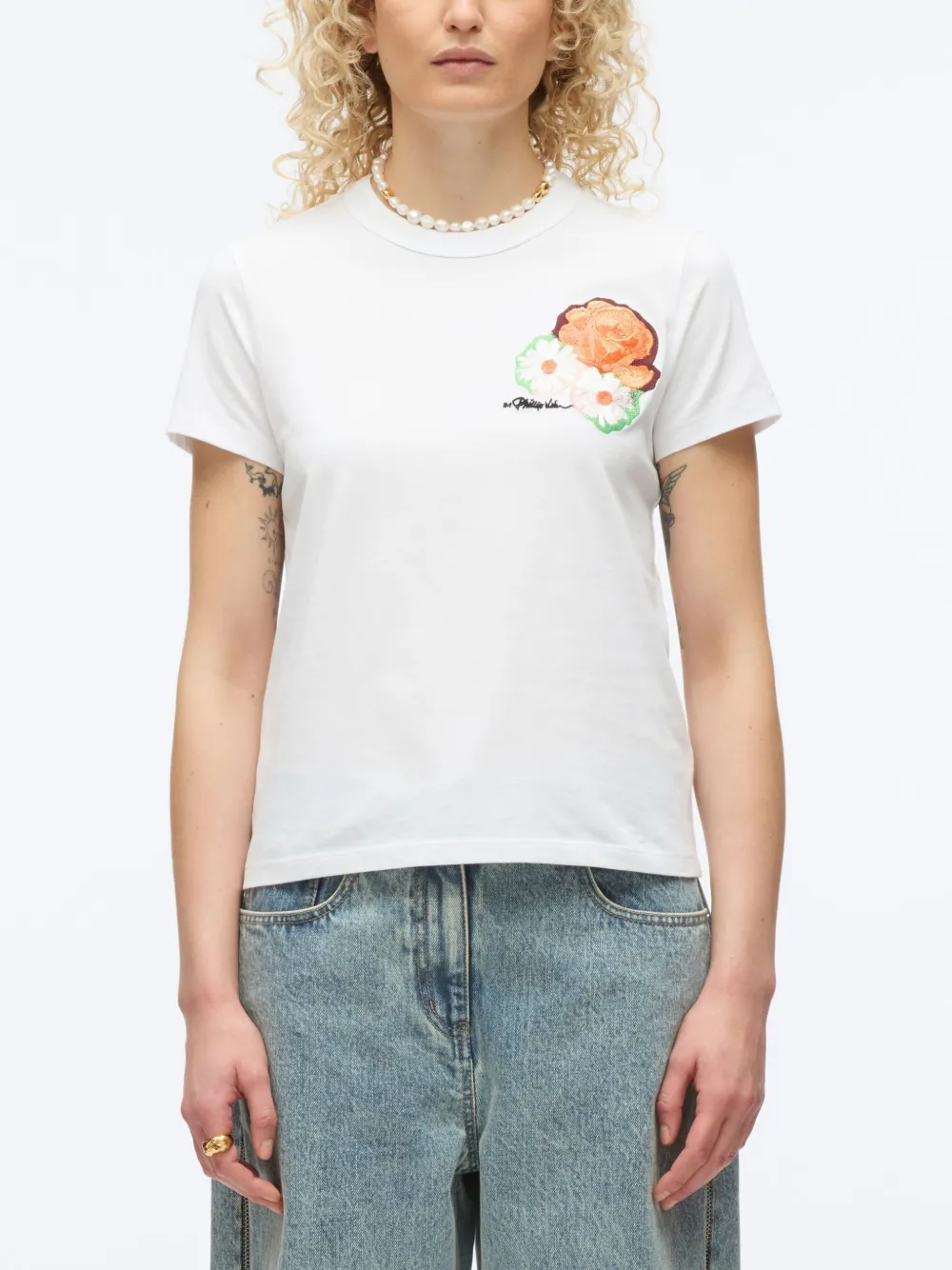 3.1 Phillip Lim Logo-embroidered T-shirt In White