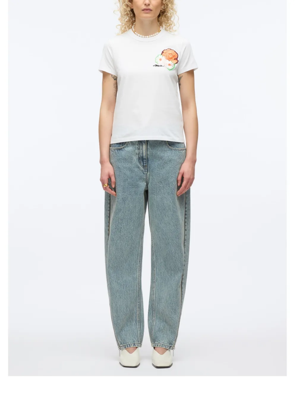 3.1 Phillip Lim Logo-embroidered T-shirt In White