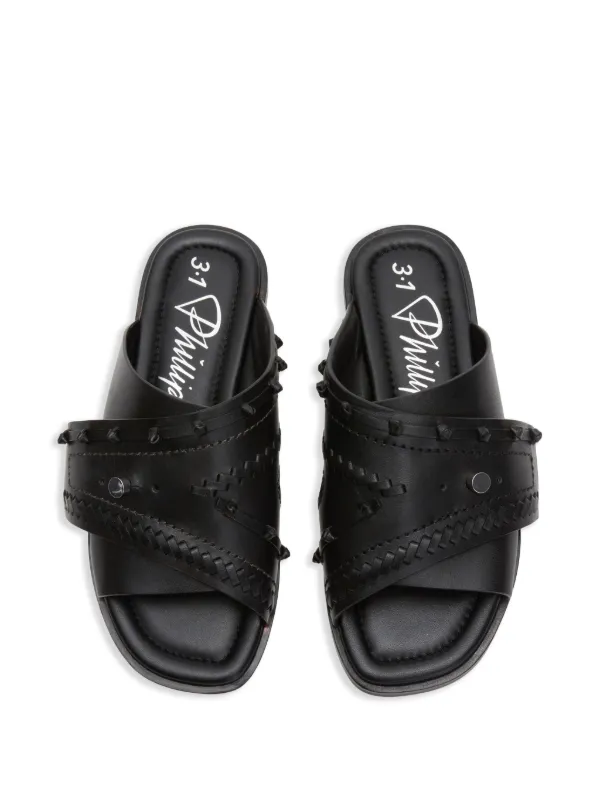 3.1 Phillip Lim Crossover Slide Sandals | Black | FARFETCH CA