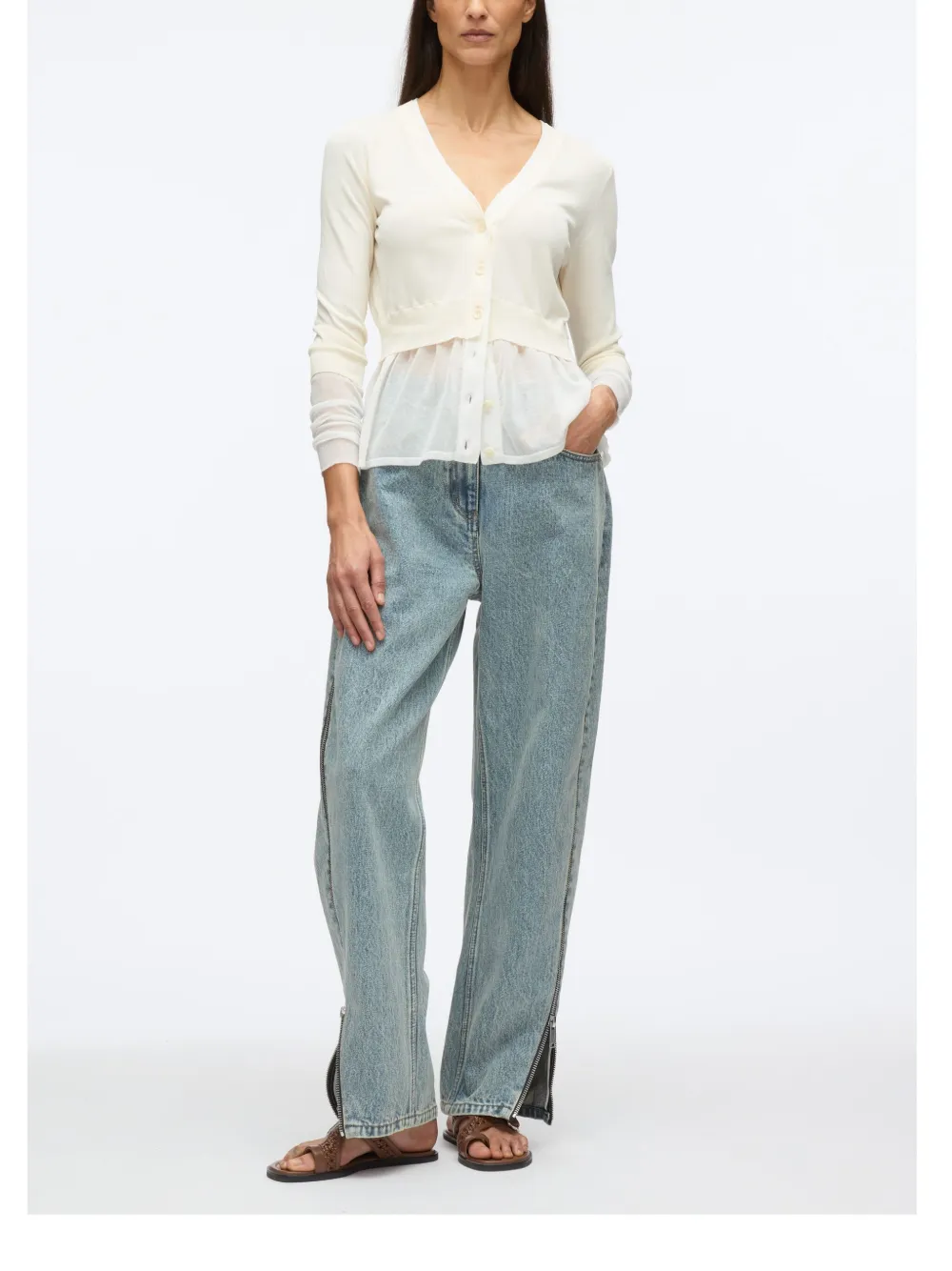 Shop 3.1 Phillip Lim Layered Knit Cardigan In Neutrals