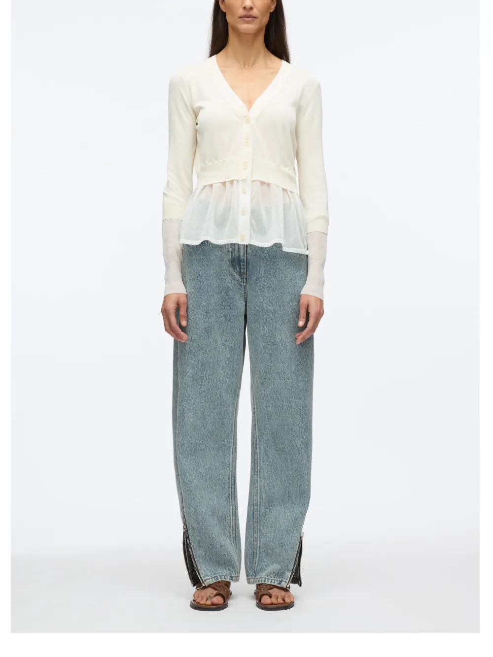 Shop 3.1 Phillip Lim Layered Knit Cardigan In Neutrals