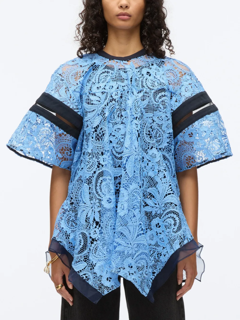 Shop 3.1 Phillip Lim Lace-panel Blouse In Blue