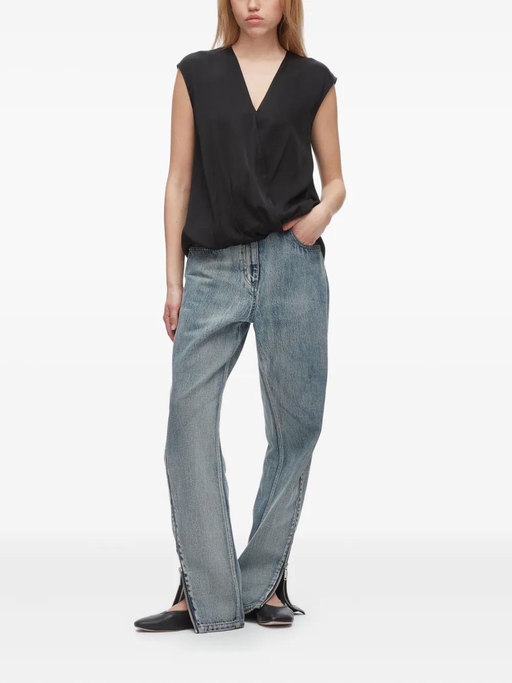 3.1 Phillip Lim Top met V-hals - Zwart