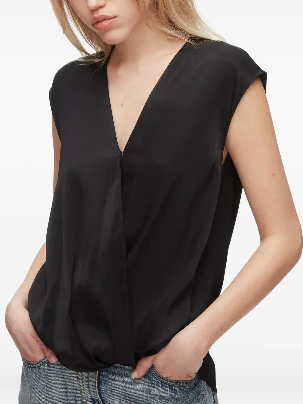 3.1 Phillip Lim V-neck Sleeveless Top In Black