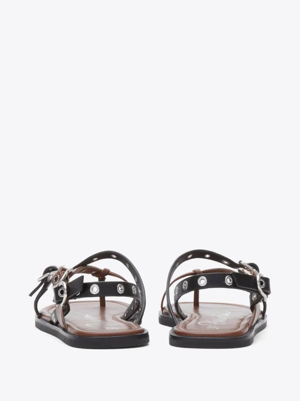 3.1 Phillip Lim Rivet Leather Strappy Toe-ring Sandals In Black