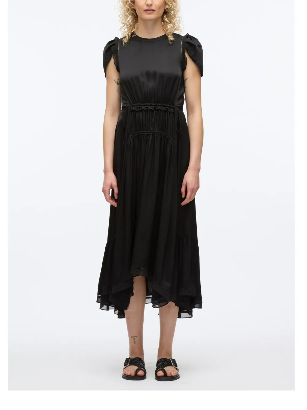 3.1 Phillip Lim Midi-jurk met tulpmouwen Zwart