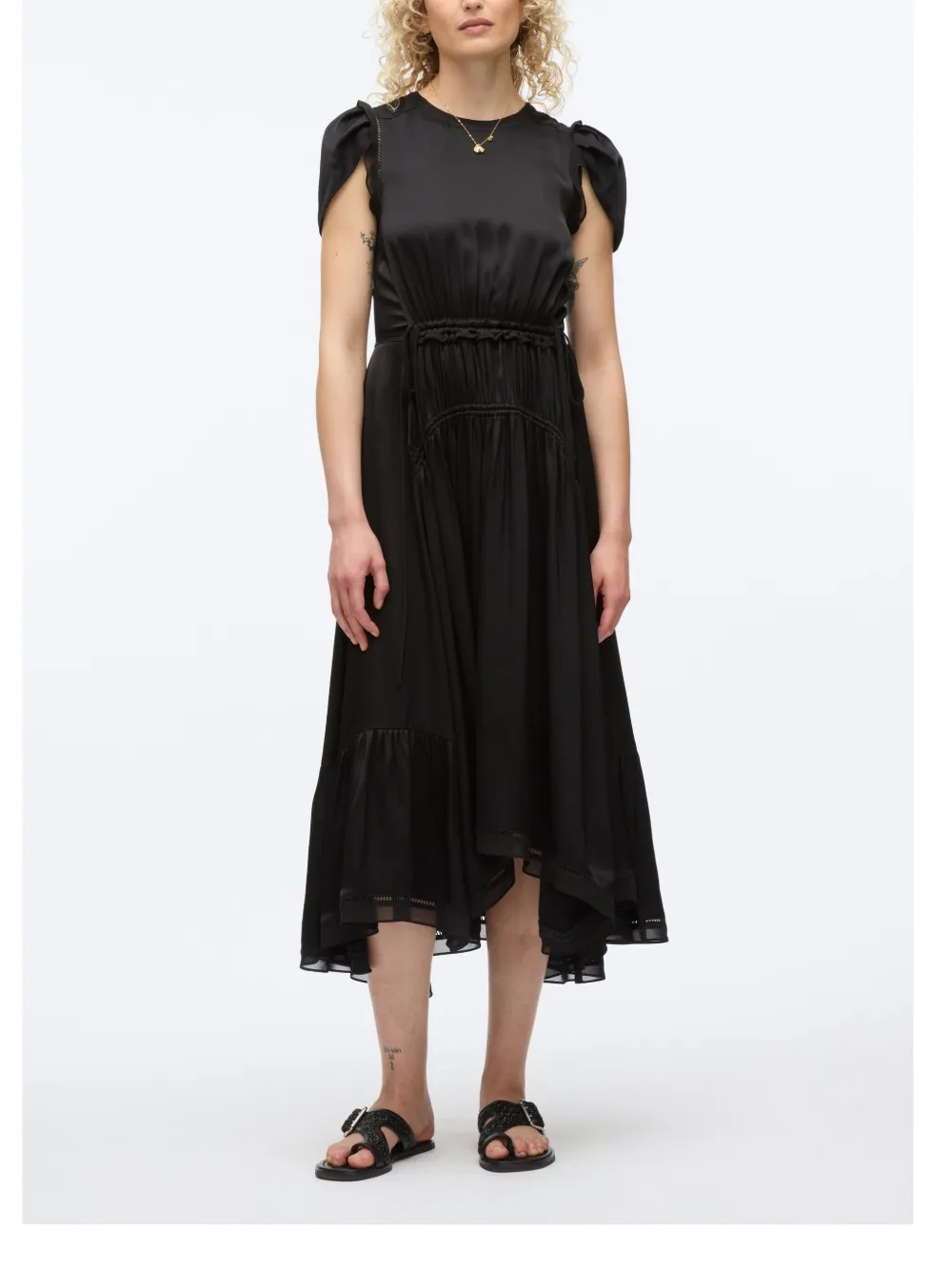3.1 Phillip Lim Midi-jurk met tulpmouwen Zwart