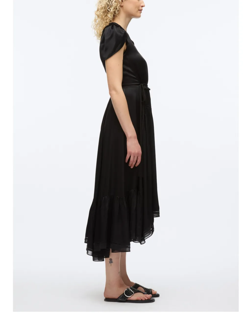 3.1 Phillip Lim Midi-jurk met tulpmouwen Zwart