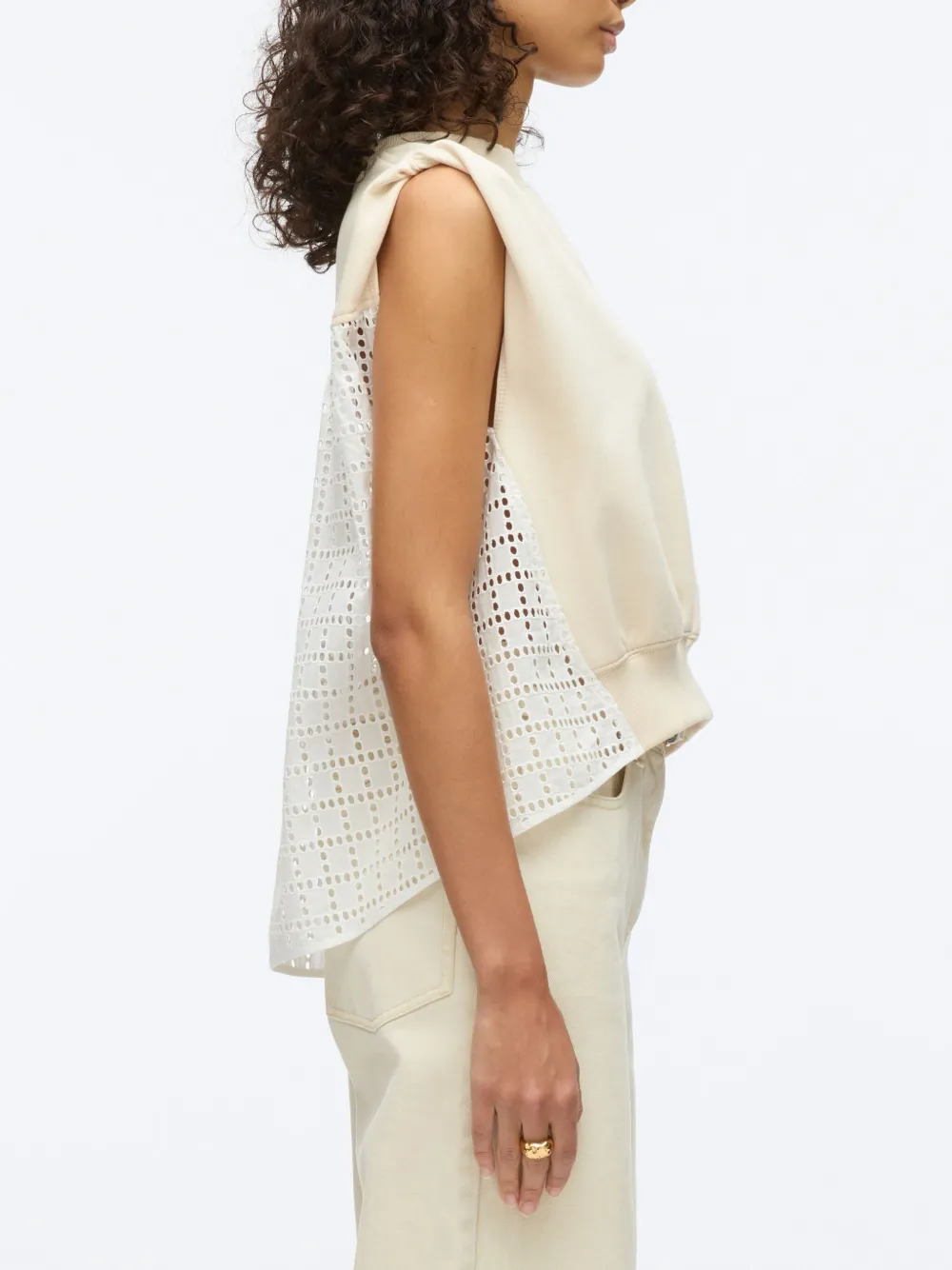 3.1 Phillip Lim Broderie anglaise badstof top Beige