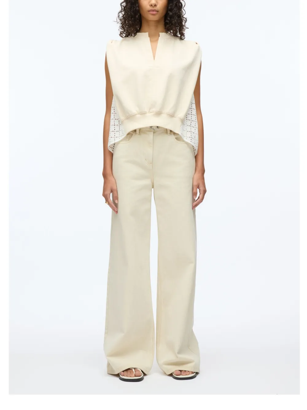 3.1 Phillip Lim Broderie anglaise badstof top Beige