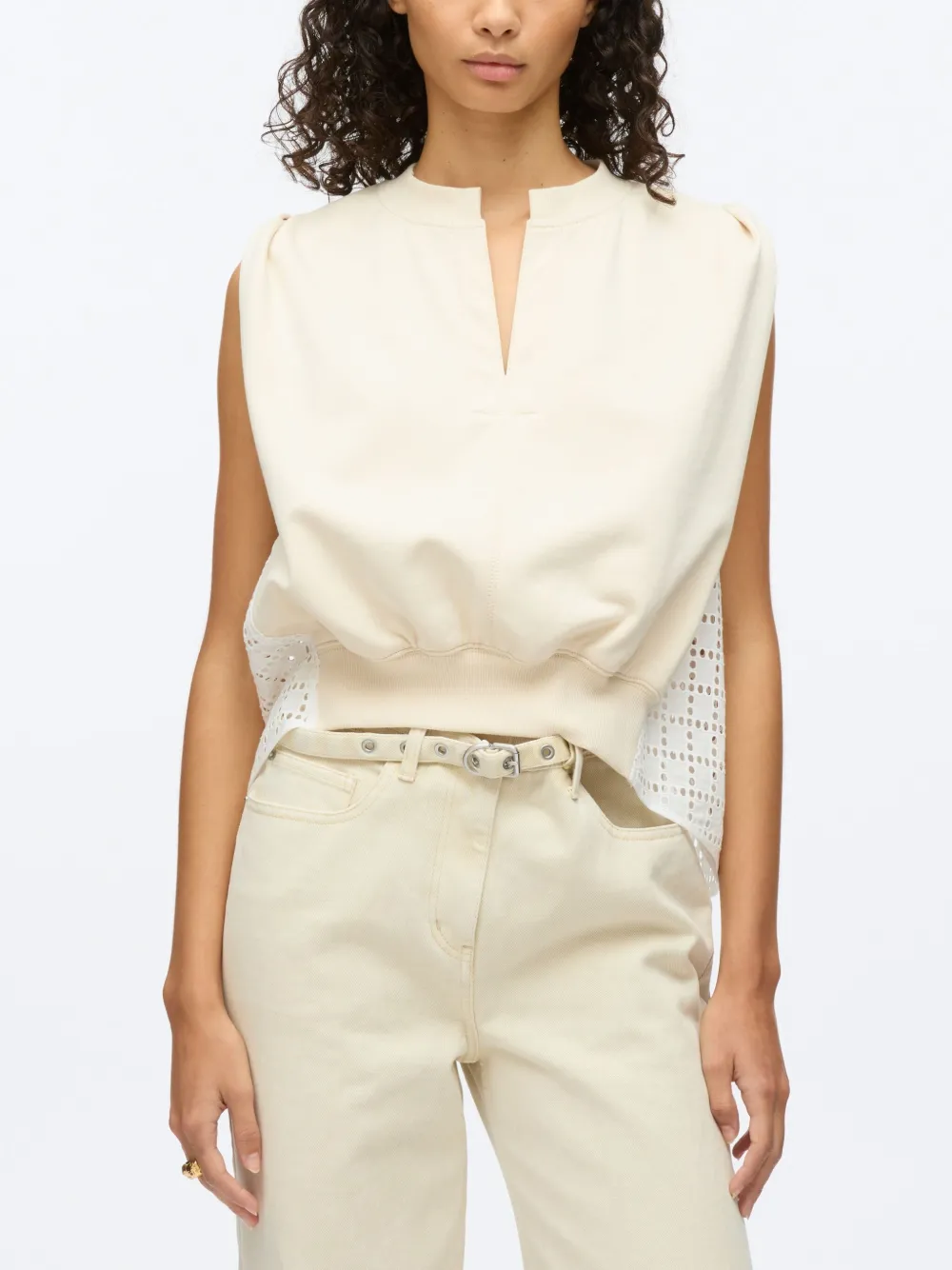 3.1 Phillip Lim Broderie anglaise badstof top Beige